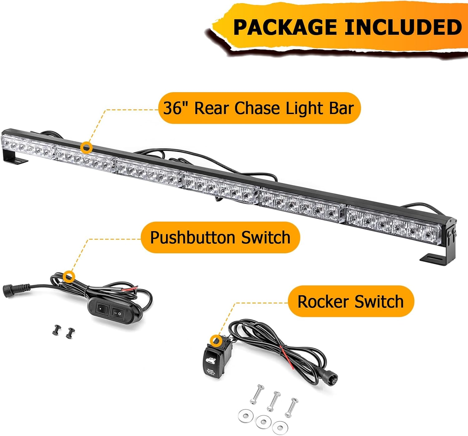 WeiSen Multi-Function 36 Offroad LED Rear Chase Strobe Light Bar w/Brake Reverse Cargo Light Compatible with Polaris RZR Maverick X3 Talon Yxz Wildcat SXS ATV Trucks